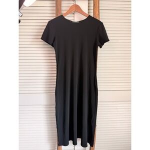 Lauren Ralph Lauren Black Short Sleeve Midi T-Shirt Dress Size M